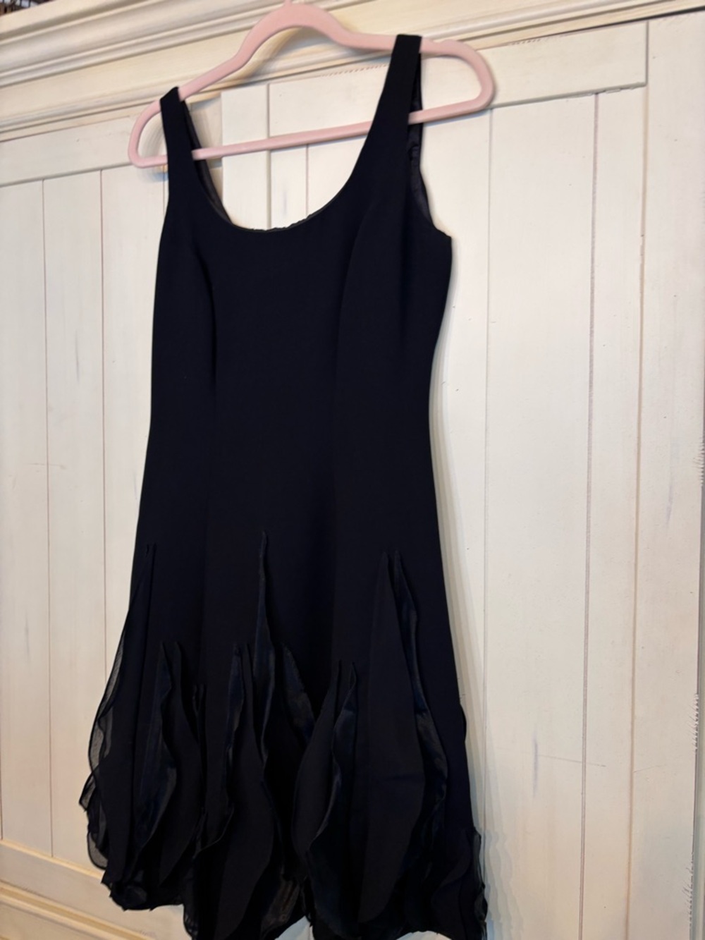 JS Boutique Black Sleeveless Mini Dress with Petal Hem